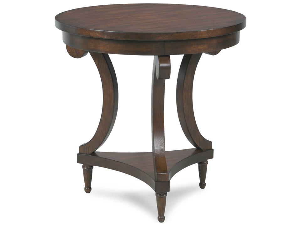 Belmont Round Wood Sable End Table with Fixed Shelf