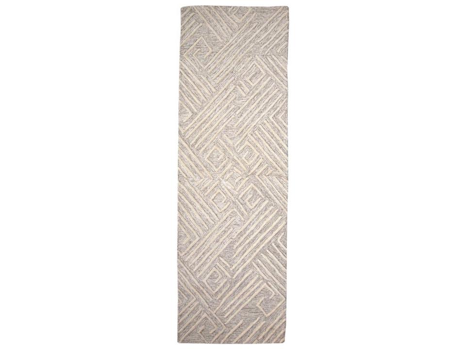 Enzo Geometric Runner Area Rug in Ivory Natural