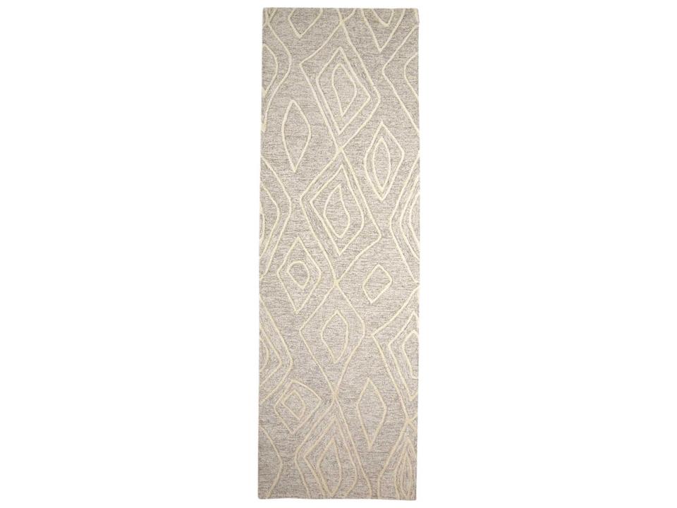 Enzo Geometric Hand-Tufted Runner Area Rug in Ivory and Natural