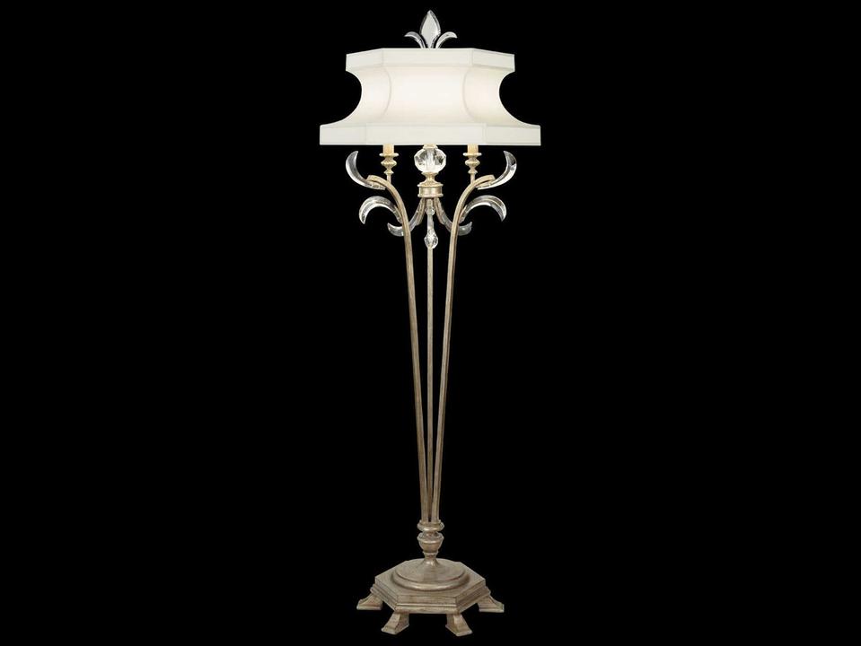 Beveled Arcs Silver Crystal Floor Lamp