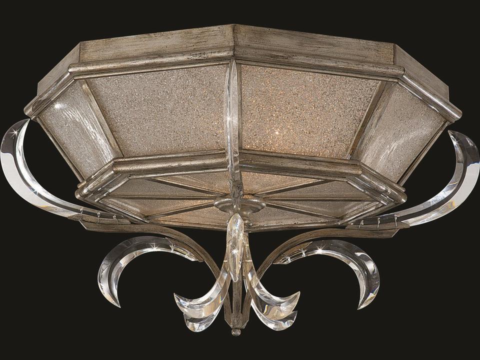 Beveled Arcs Silver Crystal Bowl Flush Mount