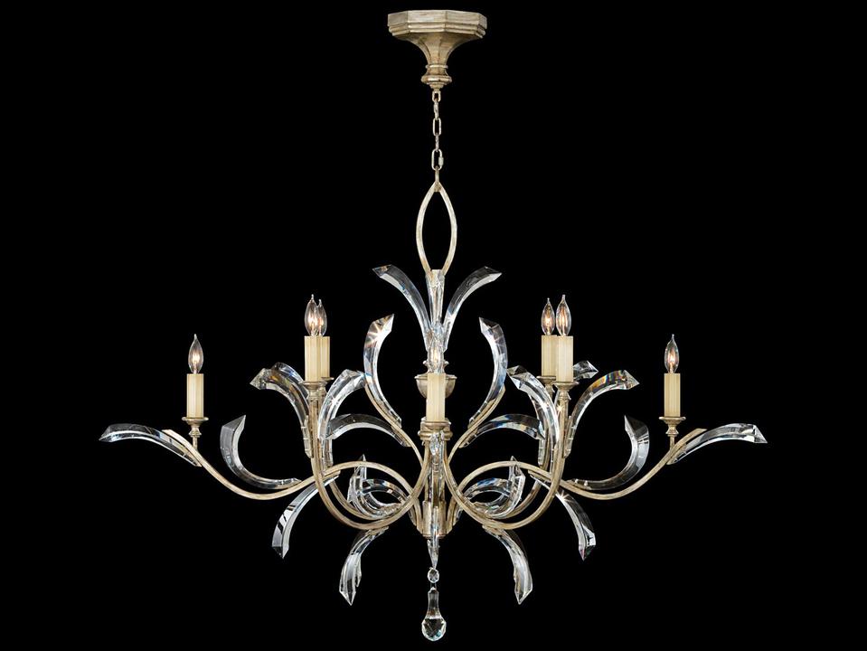 Beveled Arcs 8-Light Silver Crystal Candelabra Chandelier