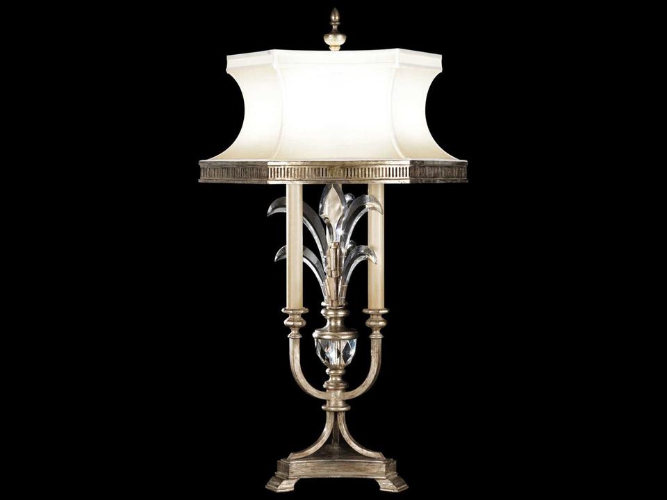 Beveled Arcs Silver Crystal Table Lamp