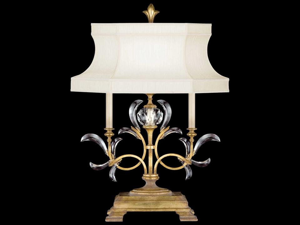 Beveled Arcs Gold Crystal Table Lamp