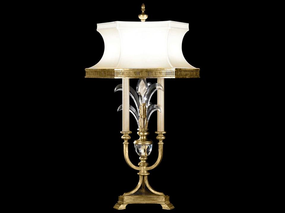 Beveled Arcs Gold Crystal Table Lamp
