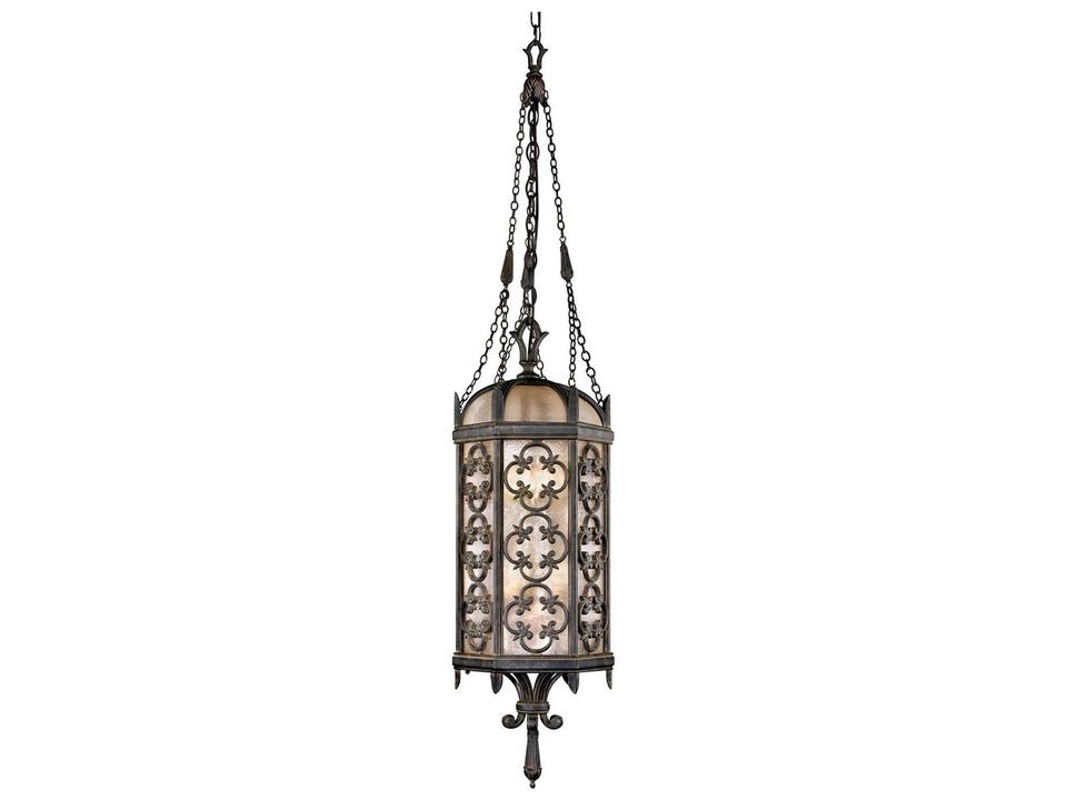 Costa del Sol 4-Light Outdoor Hanging Lantern in Marbella Wrought Iron