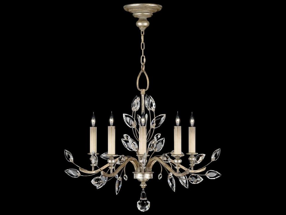 5-Light Crystal Laurel Chandelier in Silver