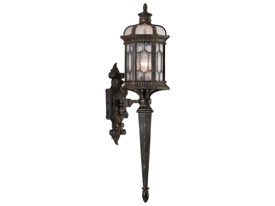 Devonshire 1-Light Outdoor Wall Sconce in Antiqued Bronze and Gold
