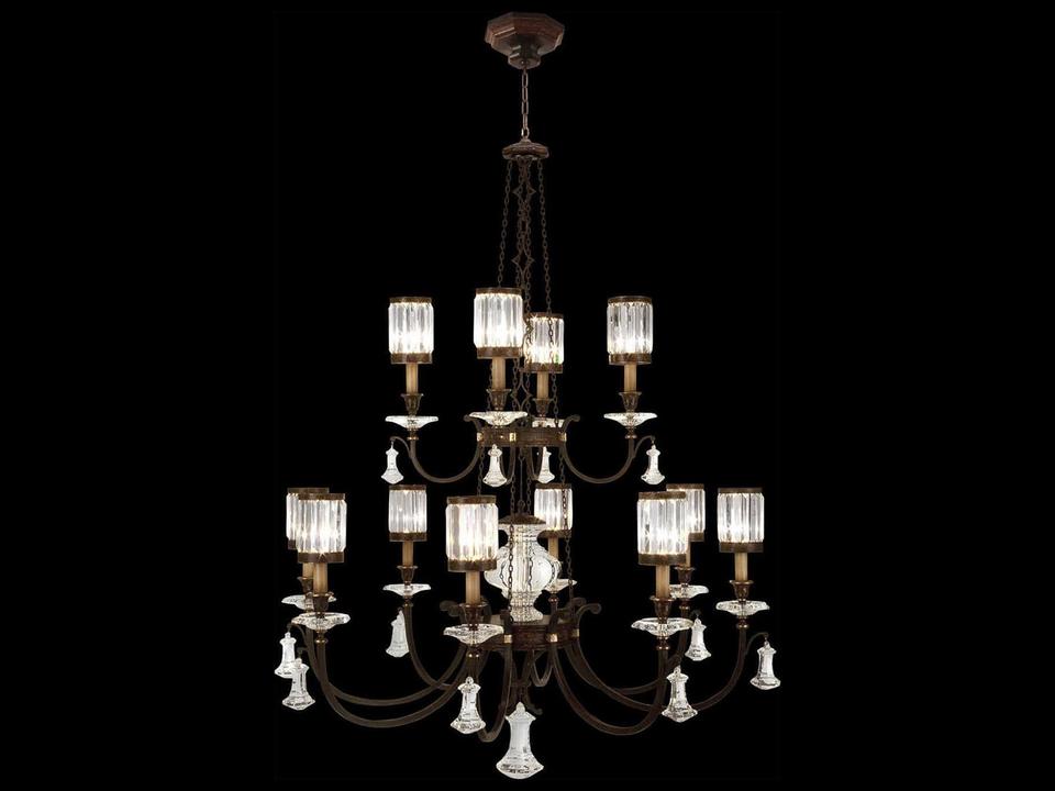 Eaton Place 12-Light Bronze Crystal Tiered Chandelier