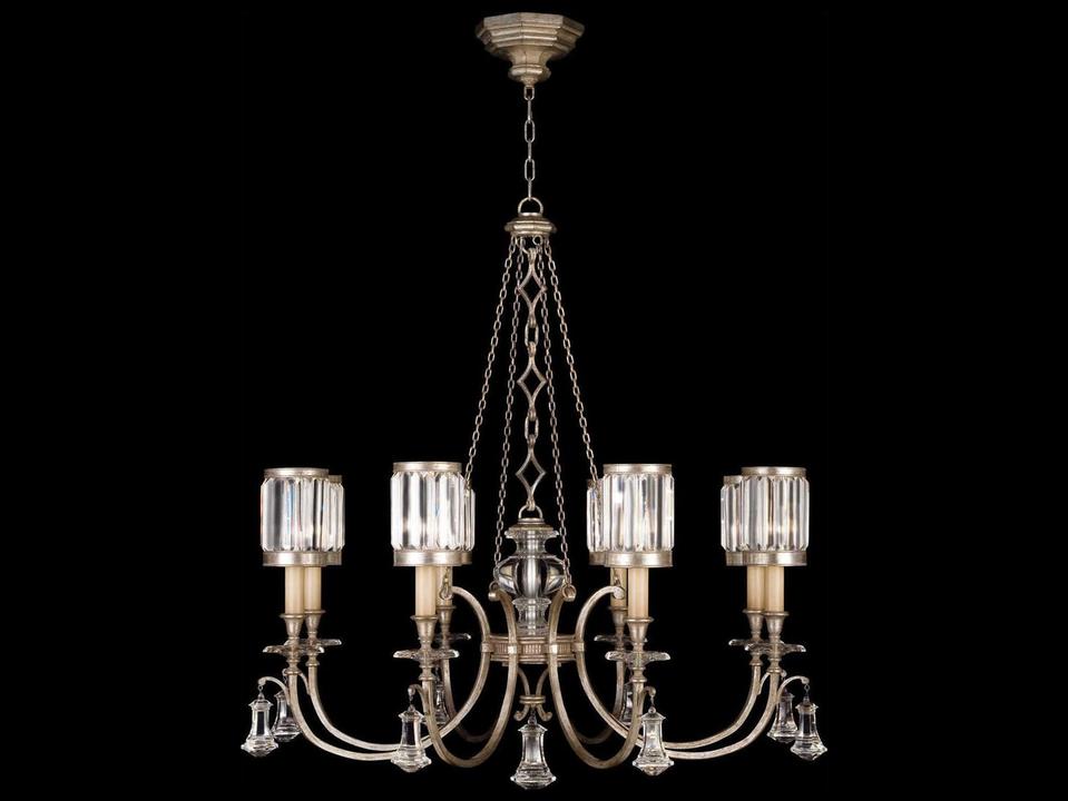 Eaton Place 8-Light Silver Leaf Crystal Drum Chandelier