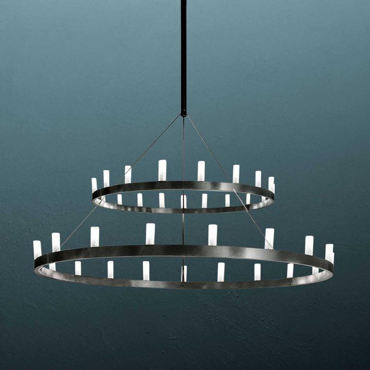 Accent 33-Light Black Glass Candelabra Round Chandelier
