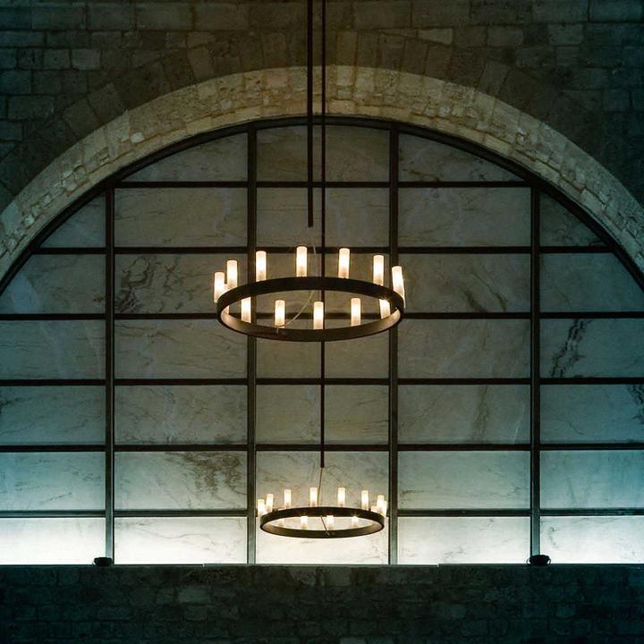Accent 14-Light Black Glass Candelabra Round Chandelier