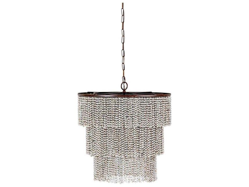 Etienne 4-Light Tiered Beaded Chandelier in Antique White Dusty Slate and Rust