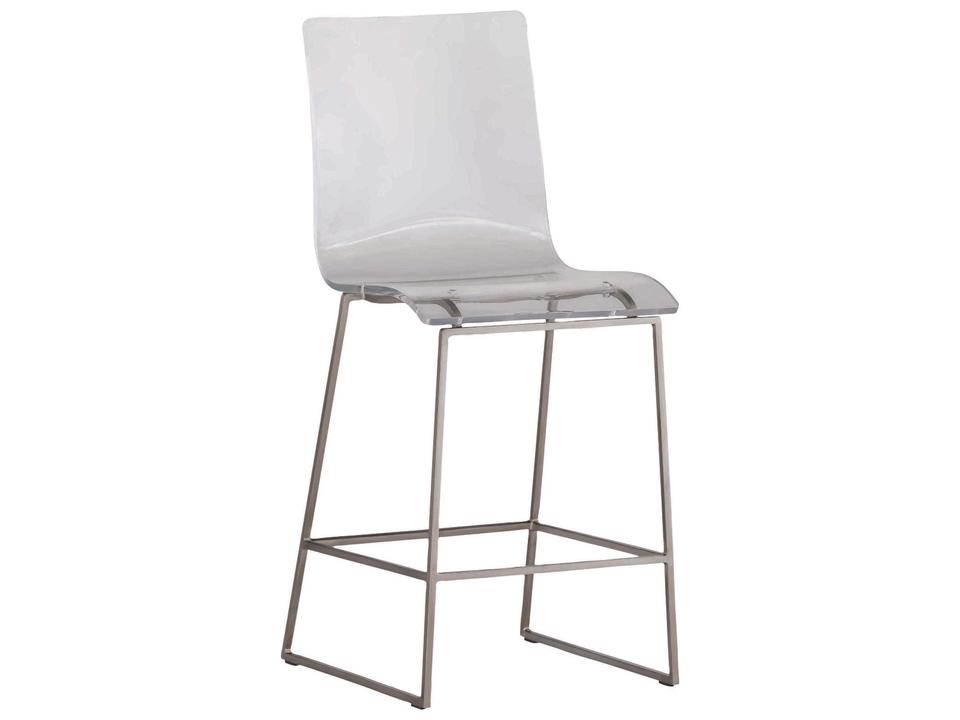 King Counter Stool Antique Silver with Clear Acrylic