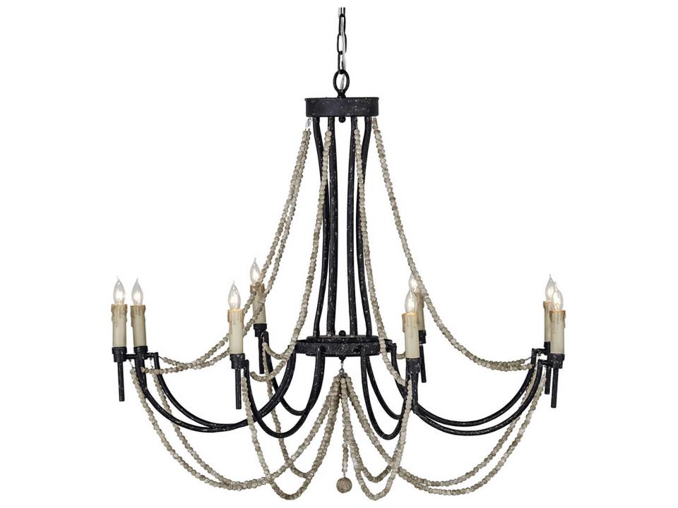 Percy 8-Light Empire Chandelier in Rusty Black with Distressed Ivory Beads