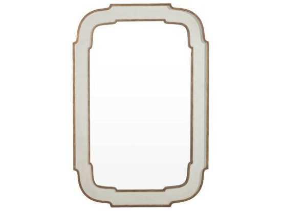 Joanie Rectangular Wall Mirror in Antique White and Gold