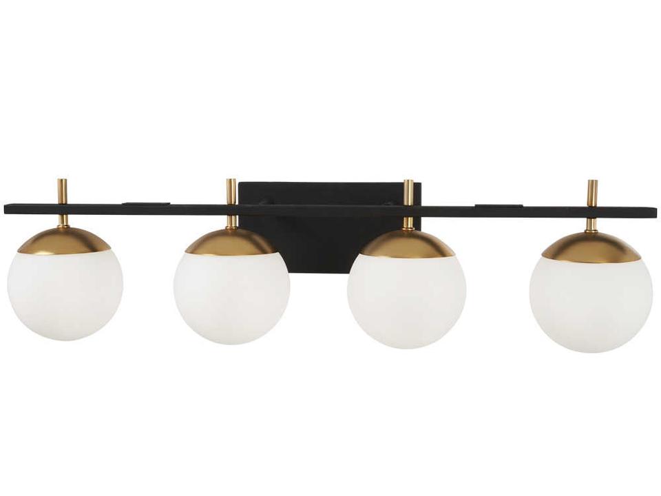 Alluria 5-Light Weathered Black Autumn Gold Glass Vanity Light