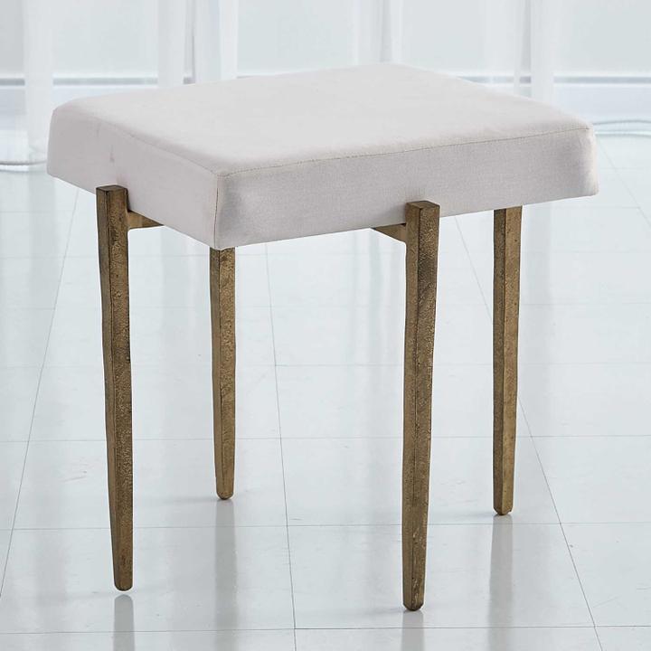 Laforge Small Accent Bench with Muslin Cushion in Antique Gold