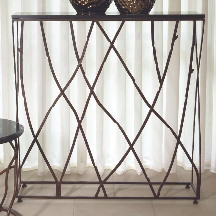 Branch Console Table with Iron Frame and Granite Top