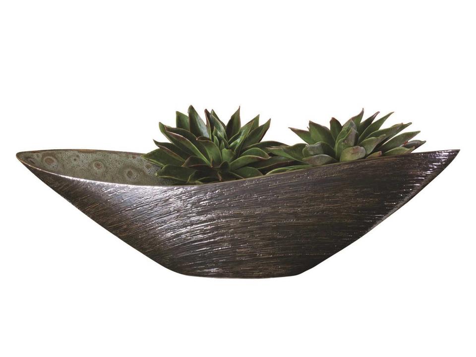 Sexy Spun Bronze Decorative Bowl with Reactive Glaze Finish