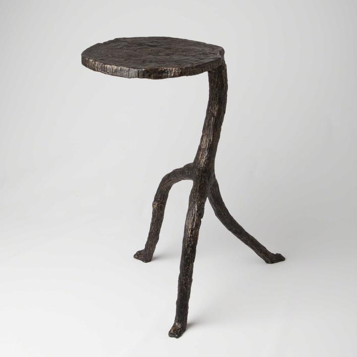 Walking Sticks Faux Bois Accent Table in Antique Bronze