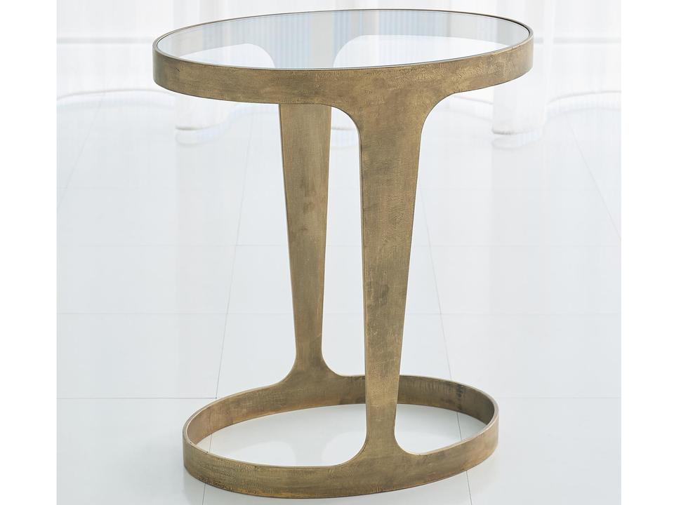 Oslo Oval Tempered Glass Accent Table in Gold