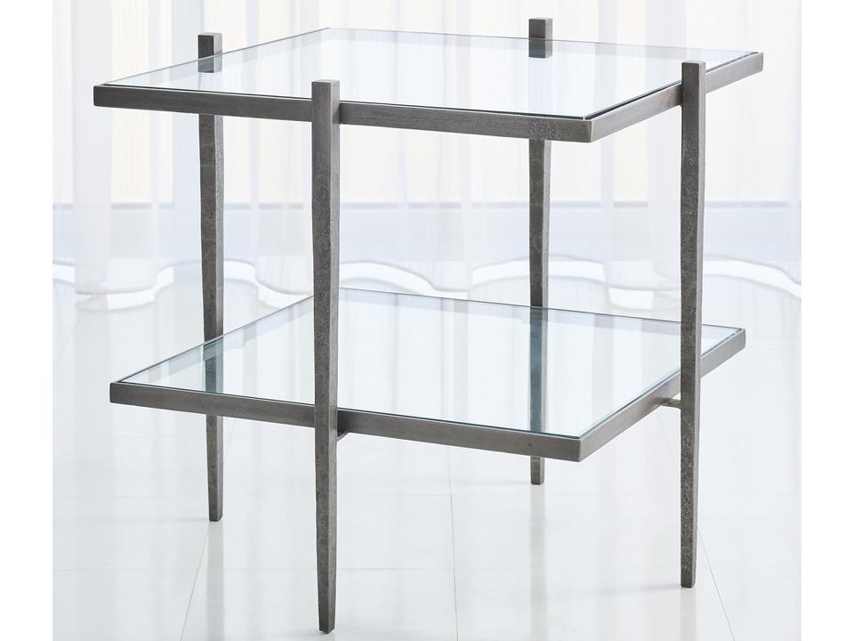Laforge Square Glass Natural Iron End Table
