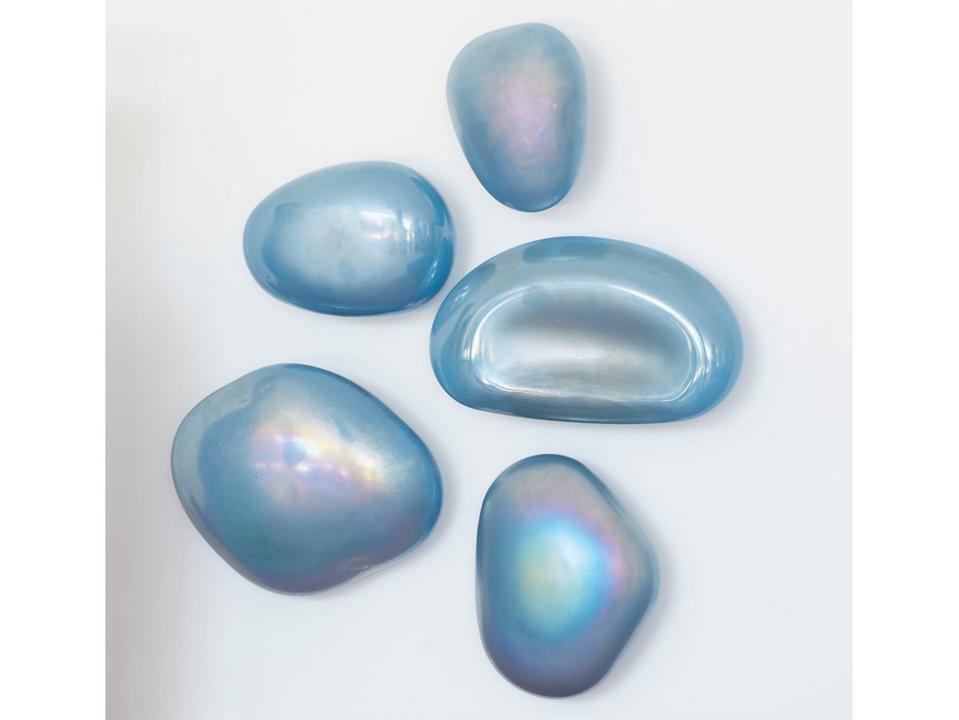 Lapis Glass Wall Art Set of 5 with Metallic Blue Finish