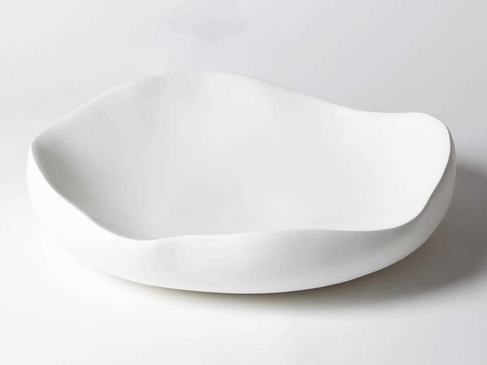 Organic Large Round Decorative Bowl in Matte White