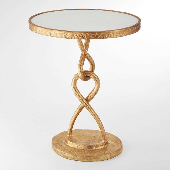 Loop De Loop Oval End Table with Gold Leaf and Marble Top