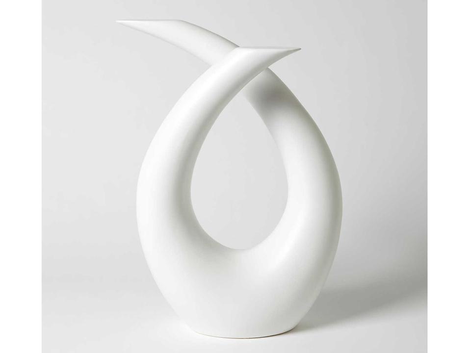 Loop Sculpture Matte White Abstract Ceramic Art