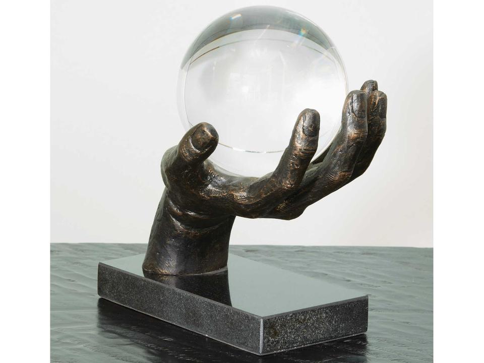 Into the Future Bronze and Crystal Sphere Sculpture