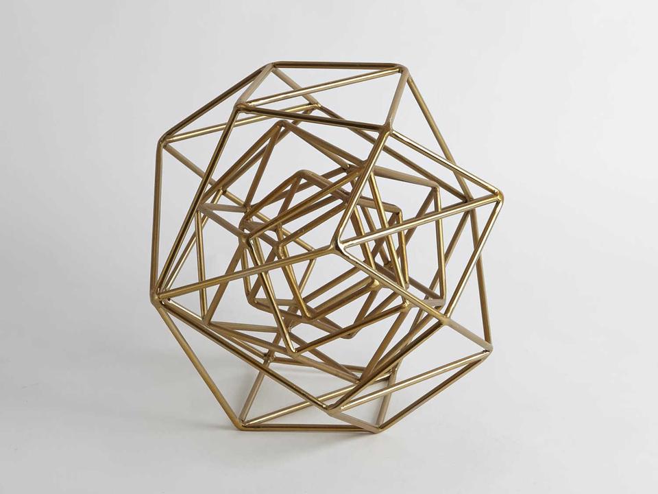 Geo Gold Medium Sculpture with Angled Molecular Design