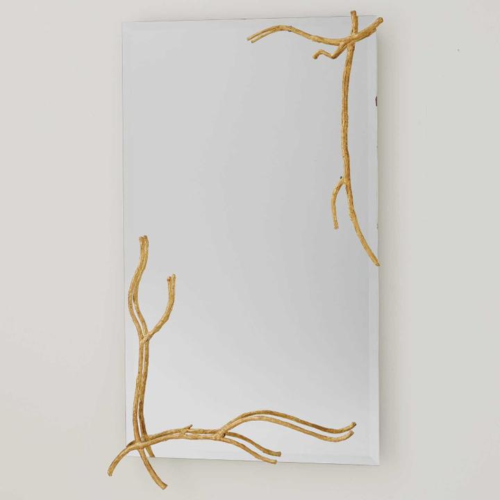 Twig Large Rectangle Wall Mirror in Gold Leaf