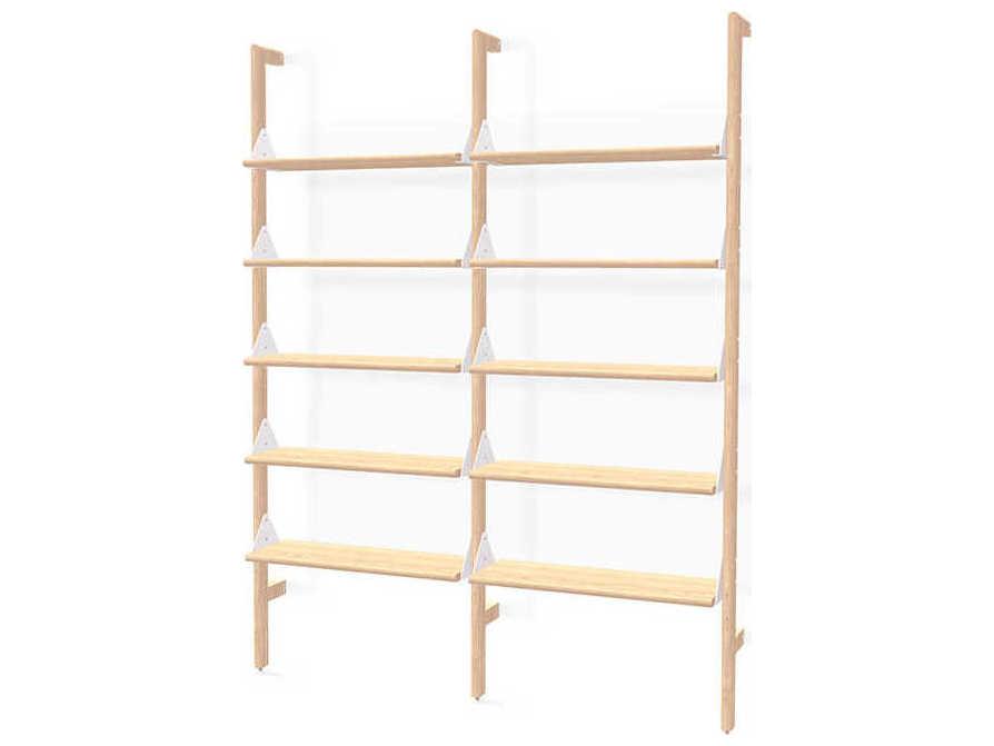 Branch-2 10-Shelf Modular Bookcase in Blonde Ash and White
