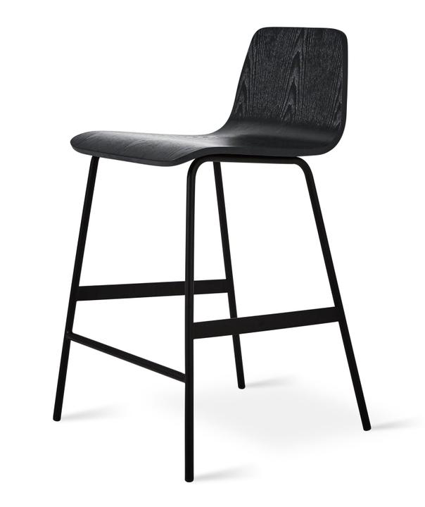 Lecture Counter Stool in Ash Wood and Black Steel