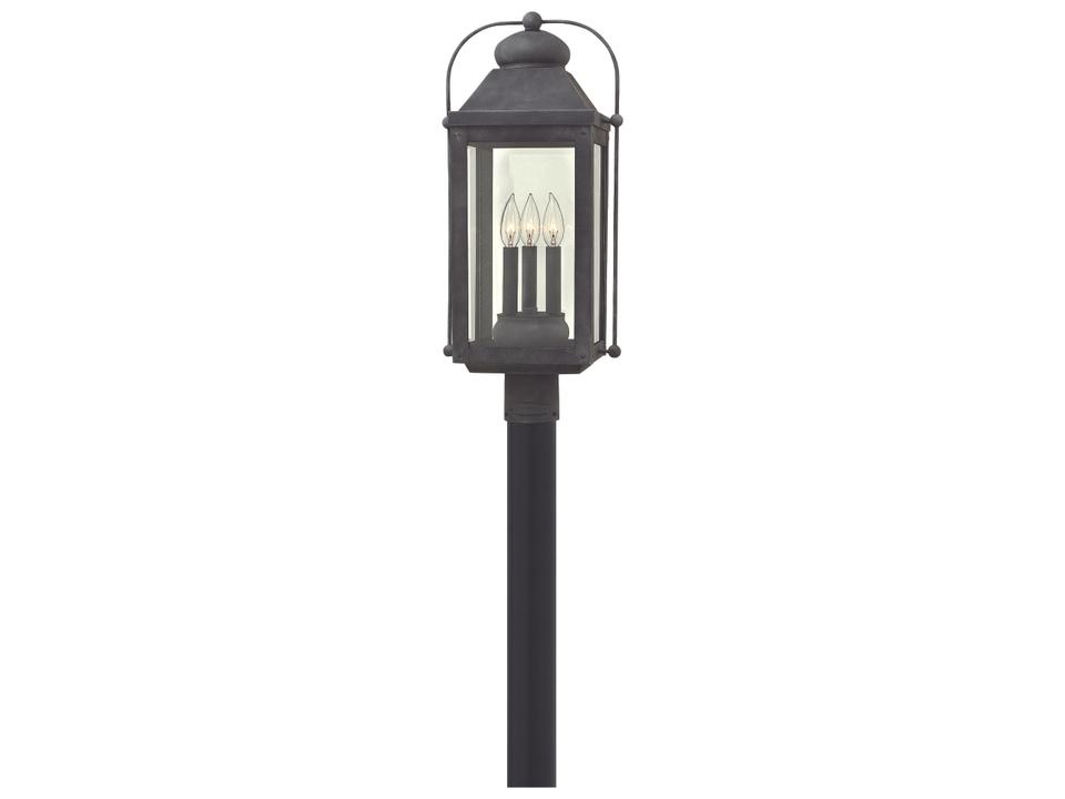 Anchorage 3-Light Outdoor Post Lantern in Aged Zinc