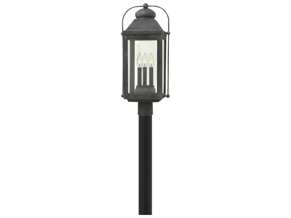Anchorage 3-Light Outdoor Post Lantern in Aged Zinc