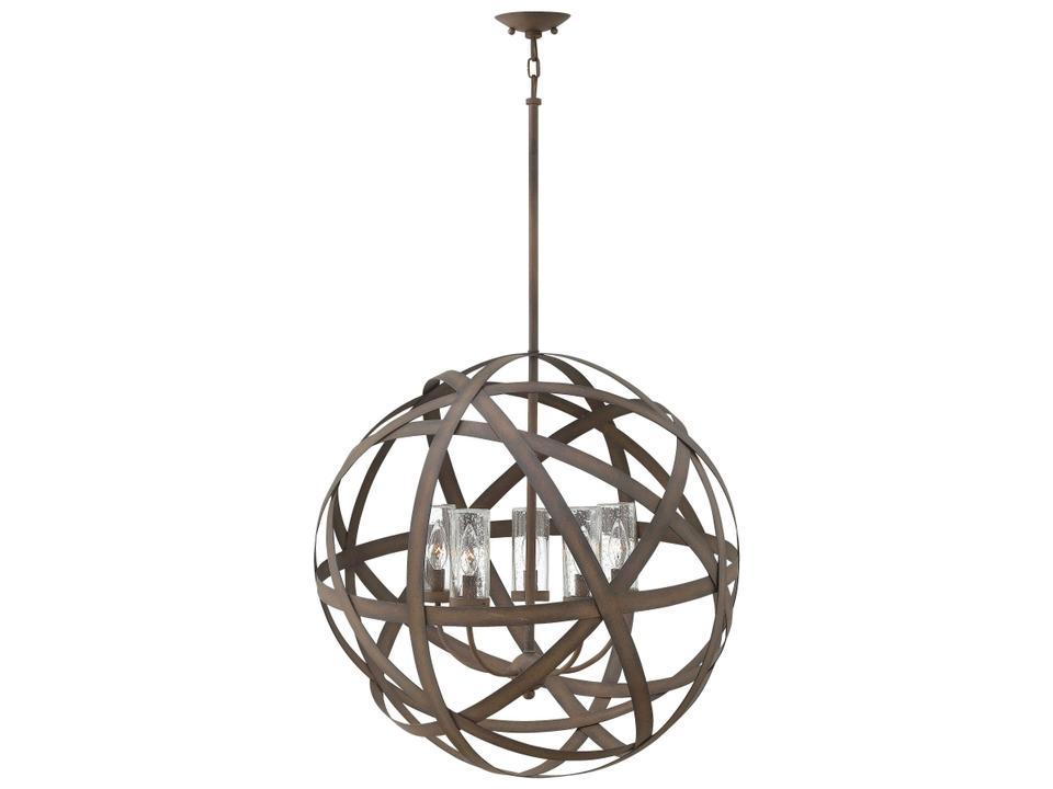 Carson 5-Light Orb Outdoor Pendant Light in Vintage Iron