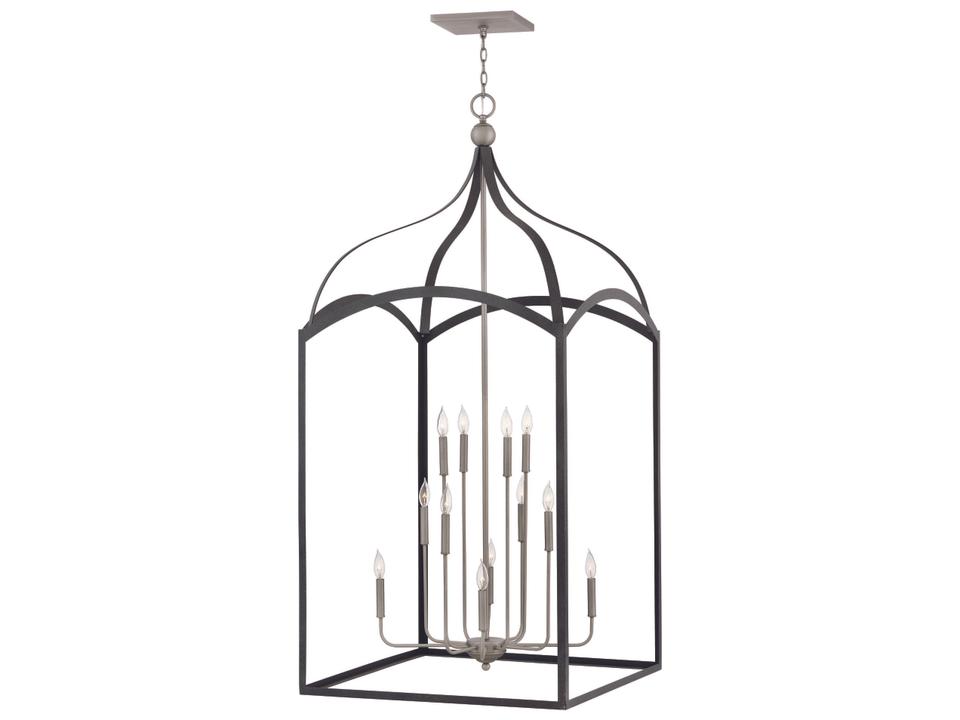 Clarendon 1-Light Aged Zinc Gray Glass Candelabra Tiered Chandelier