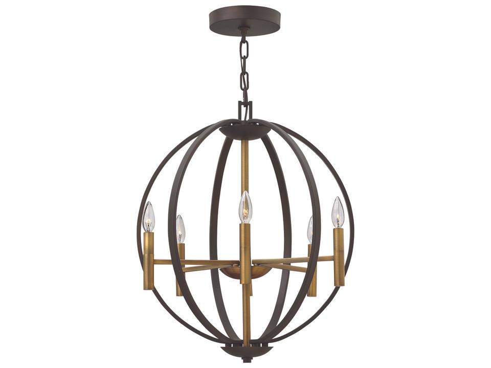 Euclid 6-Light Small Orb Chandelier in Spanish Bronze and Heirloom Brass
