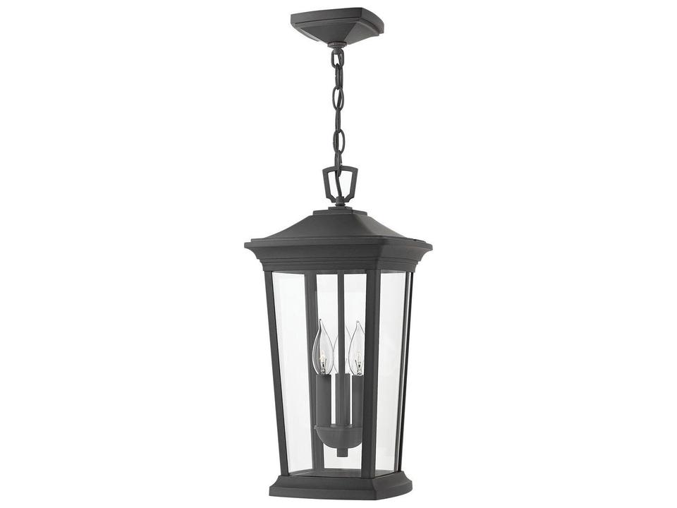 Bromley 3-Light Outdoor Hanging Lantern in Museum Black with Clear Glass