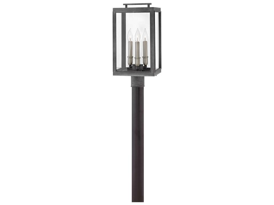 Sutcliffe 3-Light Outdoor Post Light in Aged Zinc with Antique Nickel