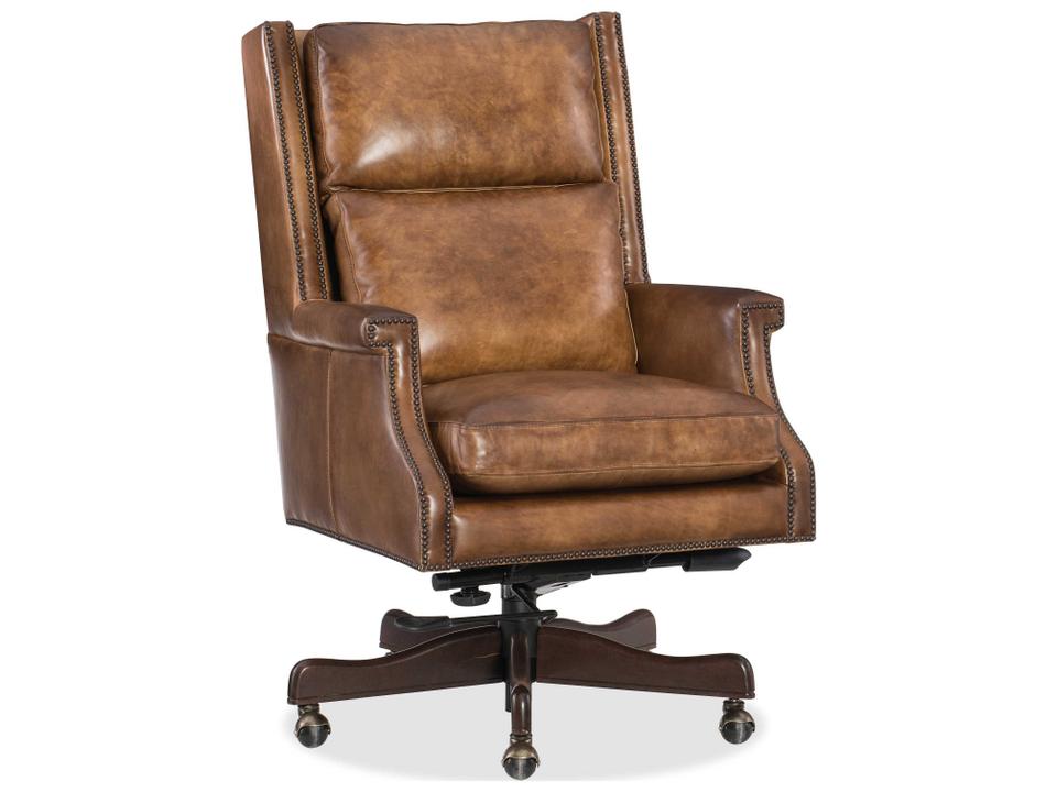 Brown Leather Adjustable Swivel Tilt Executive Desk Chair