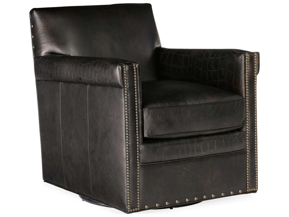 Potter Swivel Club Chair in Old Saddle Fudge Aniline Leather