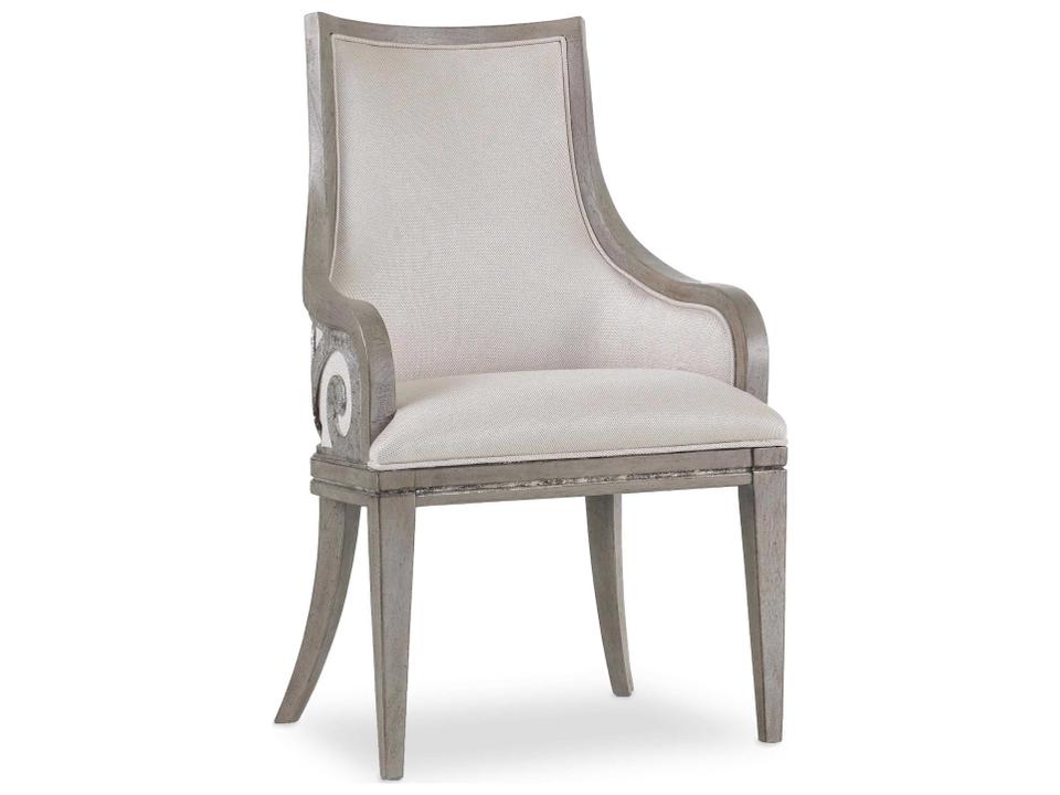 Heritage Hardwood Gray Upholstered Arm Dining Chair