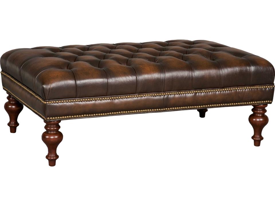 Kingley Tufted Leather Cocktail Ottoman in Sarzana Fortress Brown