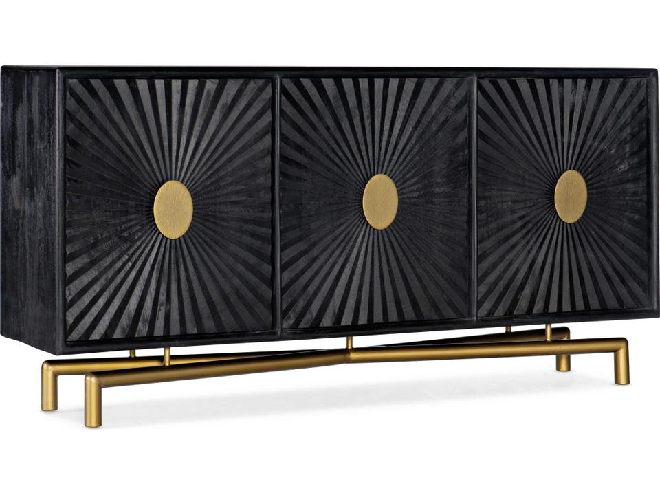 Melange 69-Inch Entertainment Console in Rustic Black and Gold