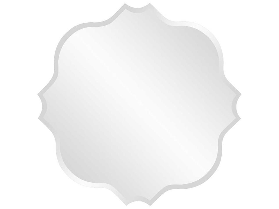 Frameless 36-Inch Square Scalloped Wall Mirror Beveled Edge
