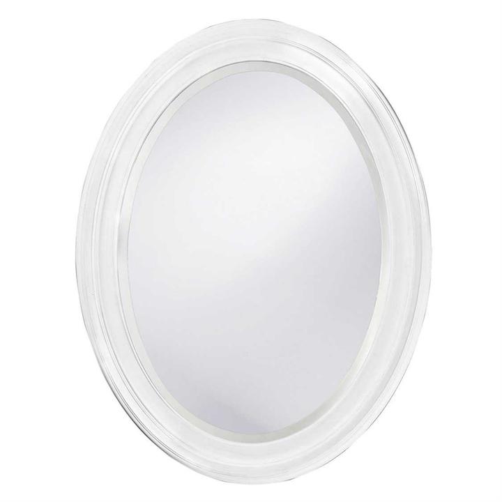 George Oval Wall Mirror in Matte White Lacquer
